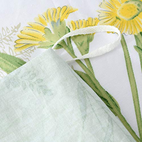FADFAY Farmhouse Premium Shabby Green Daisy and Botanical Lavender Flowers 100% Cotton Bedding Set King Duvet Cover Set with Hidden Zipper Closure 3-Piece:1 Duvet Cover & 2Pillowcases FADFAY