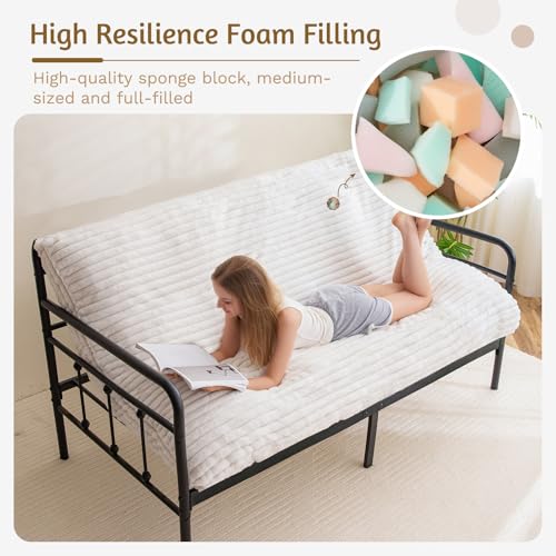 YOSHOOT 6 Inches Futon Mattress Full Size, Thick Futons Sofa Bed Couch, Floor Mattress for Adults, Shredded Foam Filling(Frame Not Included), Medium Firm YOSHOOT