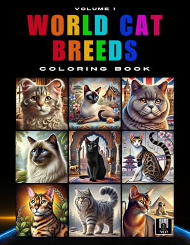 World Cat Breeds: Coloring Book (Cat Lovers Series) WoodArtSupply