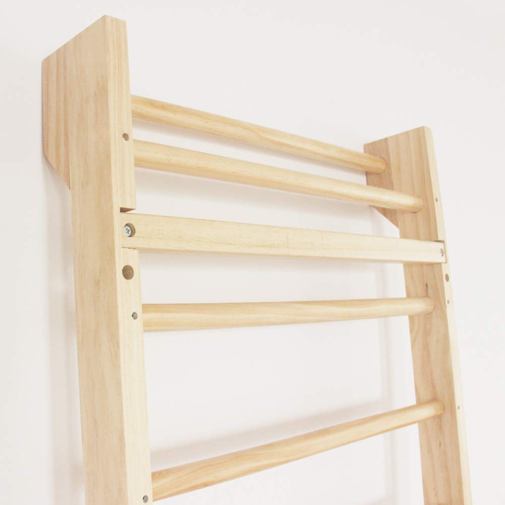 Urban Cycling Apparel Swedish Ladder Wood Stall Bar Suspension Trainer – Physical Therapy & Gymnastics Ladder w/ 10 Strategic Rods. Solid Pine. Urban Cycling Apparel