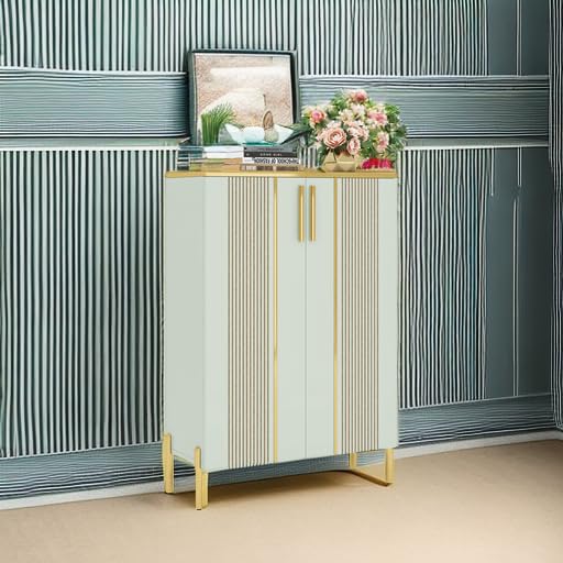 Tribesigns Shoe Cabinet with Doors, 6-Tier Shoe Storage Cabinet with Adjustable Shelves, Wooden Shoes Rack Shoe Storage Organizer for Entryway, Hallway, Closet, Living Room, Light Green Tribesigns