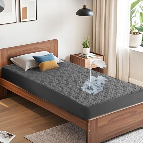 BEDLORE Waterproof Mattress Protector, Twin XL Size Mattress Pad with Deep Pocket 6"-15" Depth, Soft Breathable Dirt-Proof Bed Mattress Cover for Bedroom, College Dorm (Gray) BEDLORE