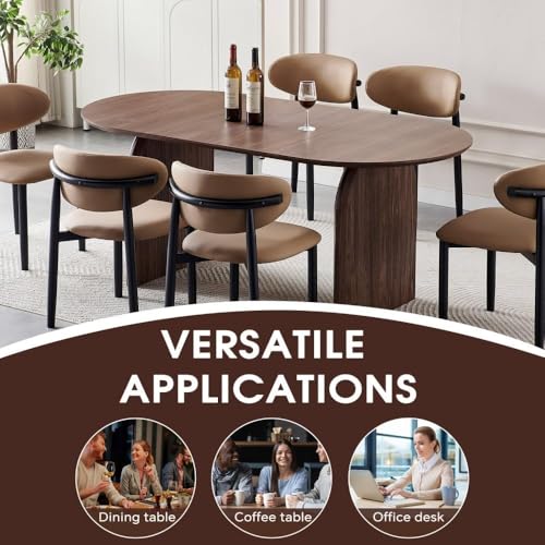 Tviorst 70.87" Oval Dining Room Table for 4-6, Mid Century Furniture Modern Kitchen Table with Thick Sturdy Wooden Base, Space-Saving for Kitchen, Living Room, Office Tviorst