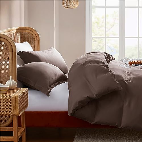 Nestl Twin Duvet Cover Set - Soft Double Brushed Chocolate Brown Duvet Cover Twin/Twin XL, 2 Piece, with Button Closure, 1 Duvet Cover 68x90 inches and 1 Pillow Sham