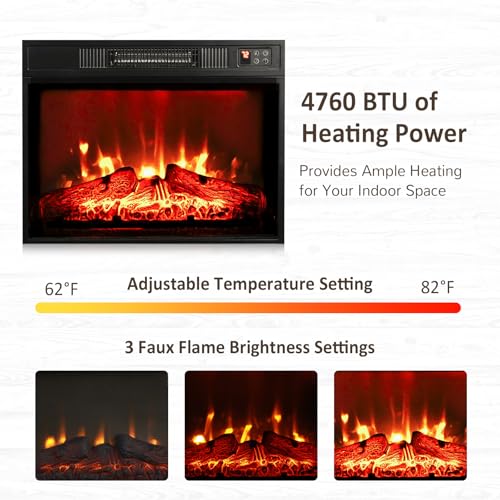 Naice 72" Electric Fireplace with Mantel and Cabinets, Fireplace TV Stand for Living Room Bedroom, Stacked Stone Surround and Remote Control 3D Realistic Flame, Black Naice