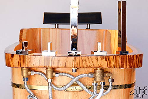 ALFI brand AB1148 59-Inch Free Standing Oak Wood Bath Tub with Chrome Tub Filler ALFI brand