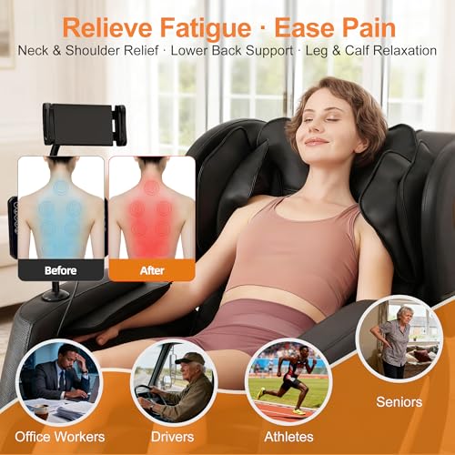 GOLD TIME Upgraded Massage Chair Full Body, Zero Gravity Recliner with Heat, 10 Fix Points, Bluetooth, Touch Screen, Footrest, Shiatsu Massage Chair Full Body for Parents, Seniors & Easy Assembly GOLD TIME