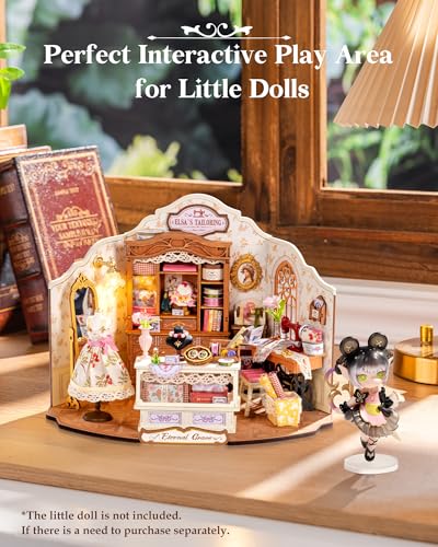 Rolife DIY Miniature House Kit Elsa's Tailoring, Mini Dollhouse Kit for Adults, Mini Room Building Kit for Teens, DIY Craft Kits for Parents Friends Girls Boys (Elsa's Tailor Shop)