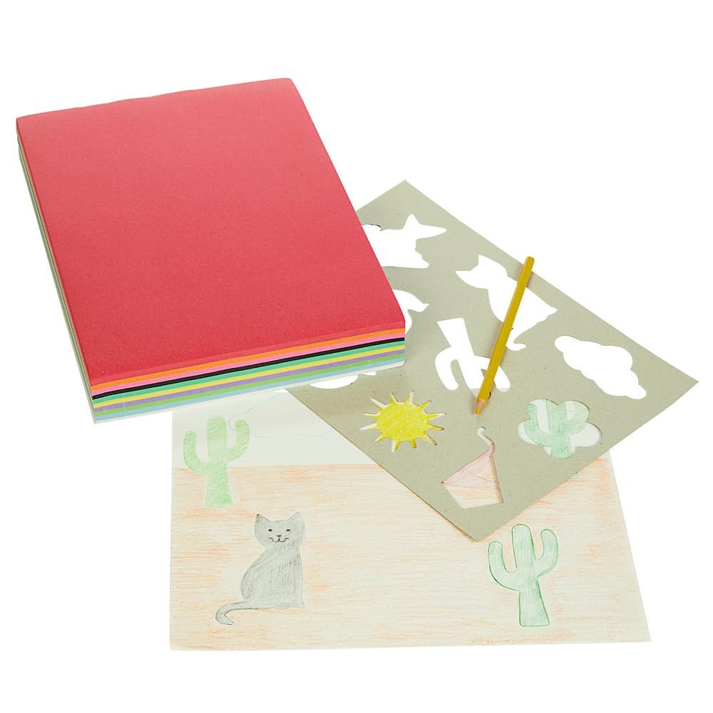 Colorations Lightweight Construction Paper, Value Pack, 10 Colors, 300 Sheets with Bonus Stencil, Everyday Use, Classroom Supplies, Daycare Supplies, Pre-School, at Home use Colorations