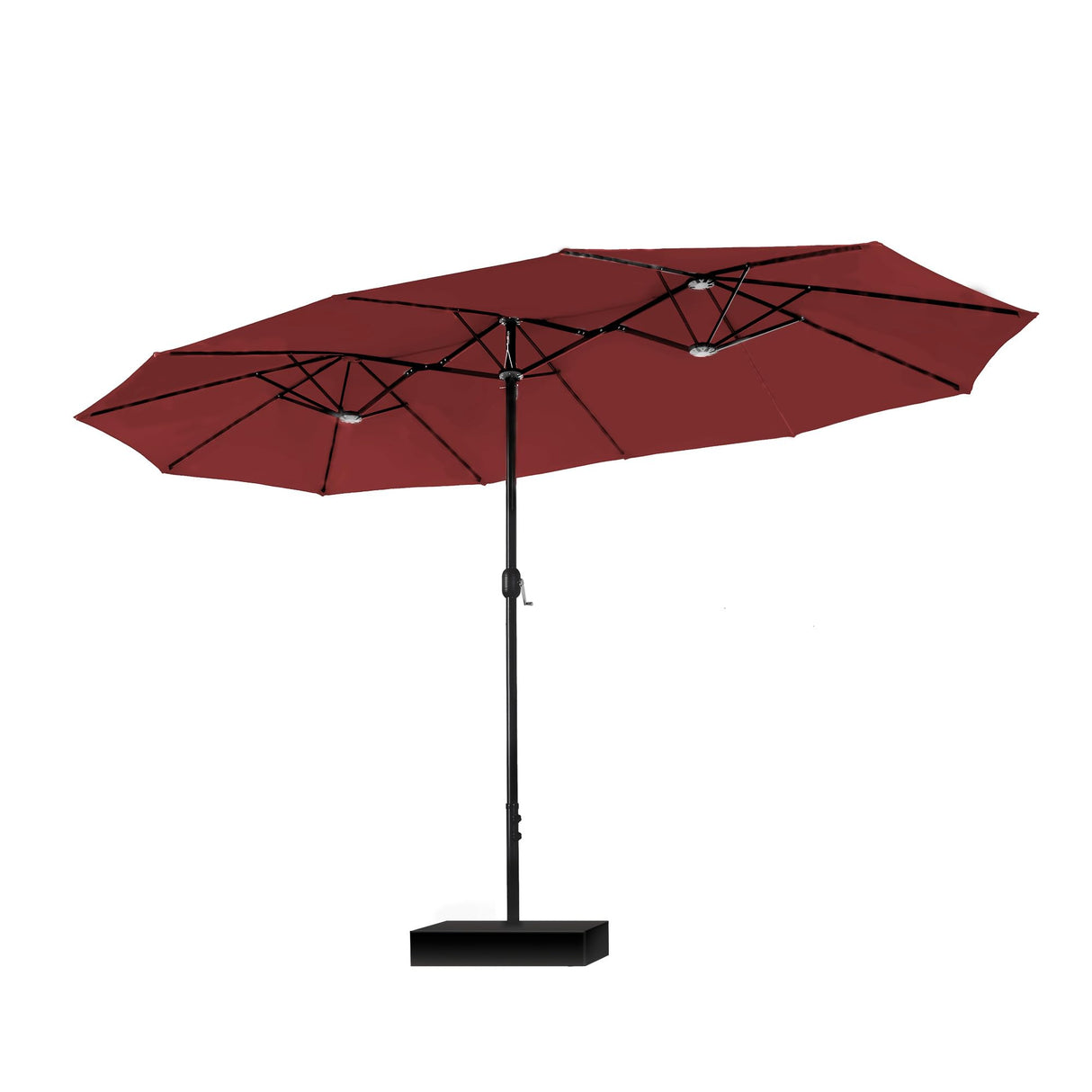 PHI VILLA 15ft Patio Umbrella Double-Sided Outdoor Market Extra Large Umbrella with Crank, Umbrella Base Included (Dark Red) PHI VILLA