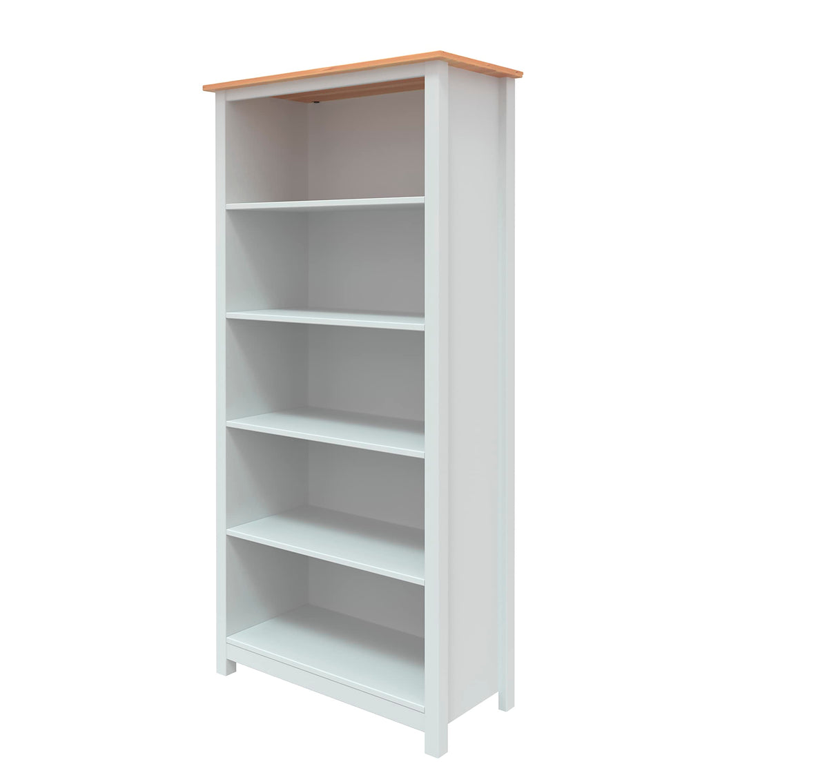 From The Tree Tall Solid Pine Wood Bookcase Shelf with White and Pine Finish WoodArtSupply