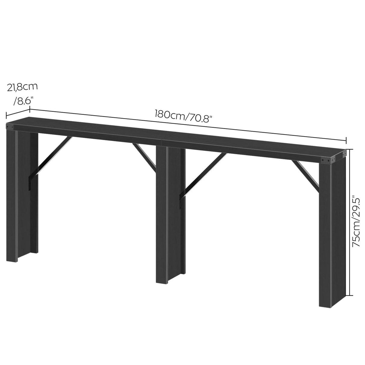 YATINEY Console Table, 70.8" Long Behind Couch Sofa Table, Entryway Table, Farmhouse Console Table for Narrow Spaces, Hallway, Living Room, Black CT31BB YATINEY