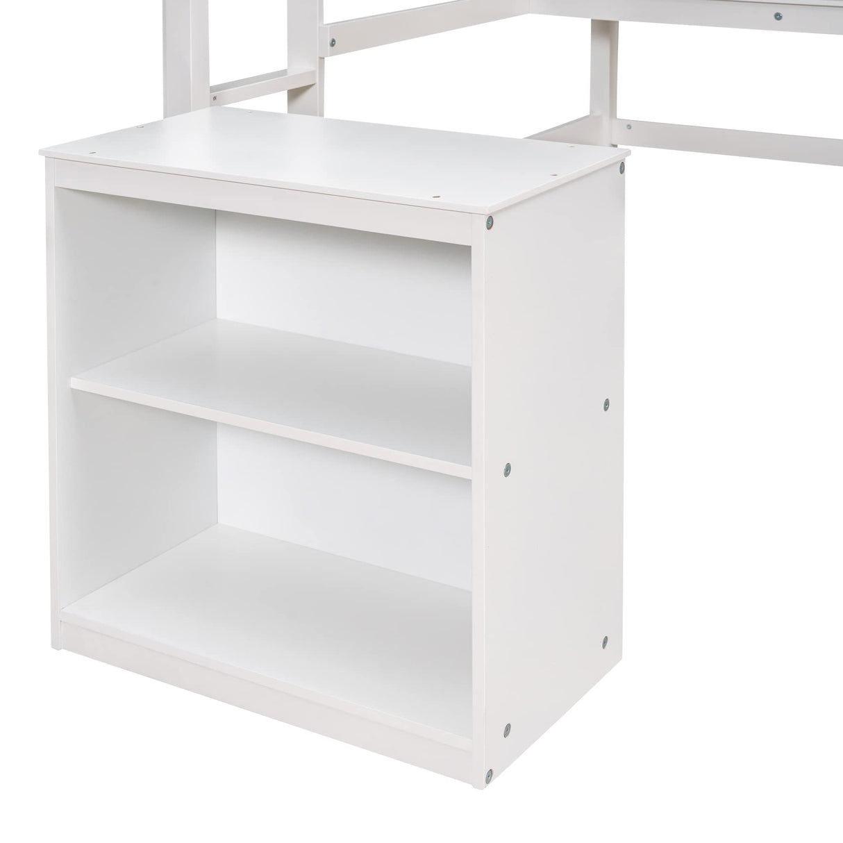 Bellemave Twin Loft Bed with Desk and Storage – Solid Wood Frame in White Bellemave