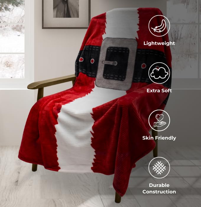 Christmas Premium Throw Blanket for Couch. Fleece Blanket for Bed. Plush Blanket. Super Soft, Fluffy, Fuzzy, Cozy Throw Blankets for Bed. Machine Washable Santa Safdie & Co.