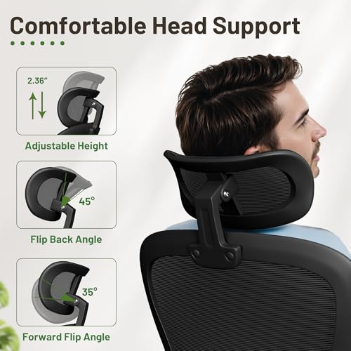 Furmax Ergonomic Office Chair Executive High Back Computer Desk Chair with 3D Headrest, Adjustable Lumbar Support Armrests for Home Office (Black) Furmax