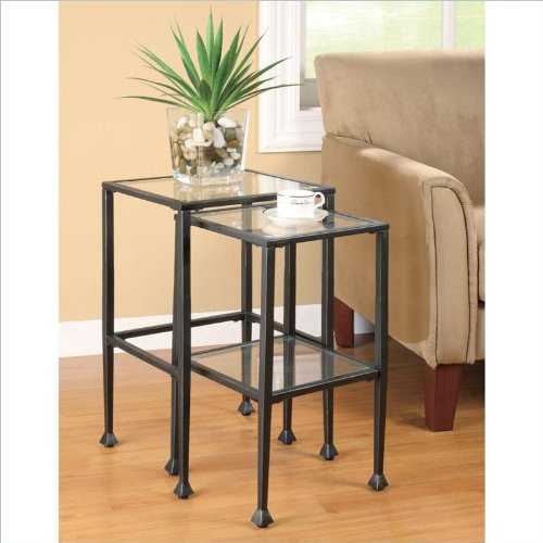 Coaster Home Furnishings Leilani 2-Piece Glass Top Nesting Tables Black Coaster Home Furnishings