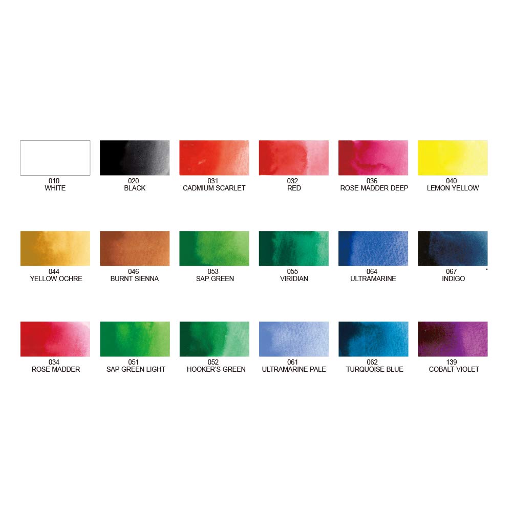 Kuretake GANSAI TAMBI Watercolor Paint Set 18 Colors, Professional-quality art supplies for artists adult painting sketching, Non-Toxic, Made in Japan Kuretake