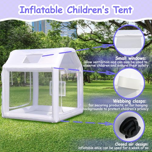 10ft Inflatable Bubble House Dome with Tunnel for Kids, Clear TPU Balloon Tent for Parties, Includes 450W Air Blower & 600W Air Pump SAYOK