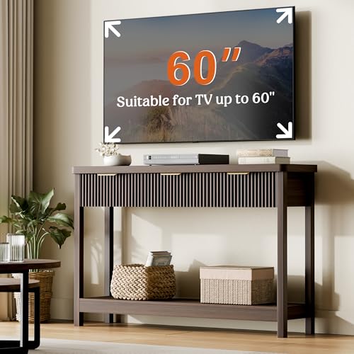 Lulive 51" Fluted Console Table for Entryway, Entryway Table with 3 Wooden Drawers, Farmhouse Behind Sofa Table for Living Room, Hallway, Couch, Foyer Lulive