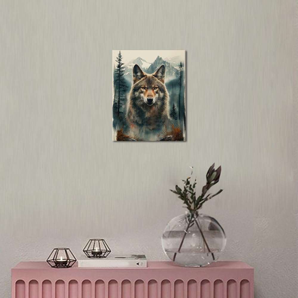 TUMOVO Paint by Numbers Wolf, Landscape Paint by Number for Adults, Adult Paint by Number Kits on Canvas, Wolf and Mountain Paint by Numbers Kit for Art Crafts 16"x20" TUMOVO