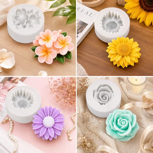 Defresit 13 Pcs Flower Candle Molds Set, Reusable Rose Tulip Daisy Candle Making Molds, Flower Silicone Mold Making Kit for Candles, Soaps, Resin Crafts, DIY Craft Gift for Mother’s Day, Beginners