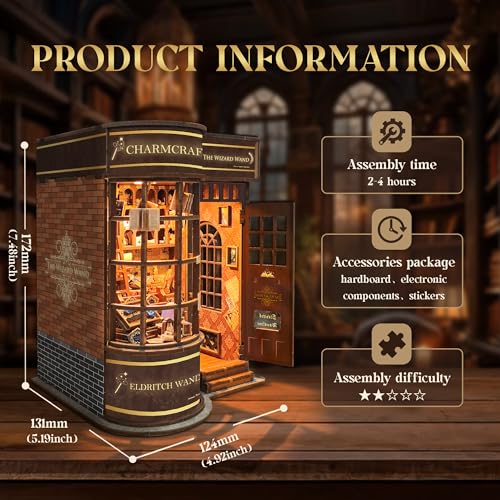 Book Nook Kit for Adults, Booknook DIY Miniature House Kit, 3D Wooden Puzzles for Adults, Wood Gifts for Book Lovers Women Friends - Magic Wand Shop