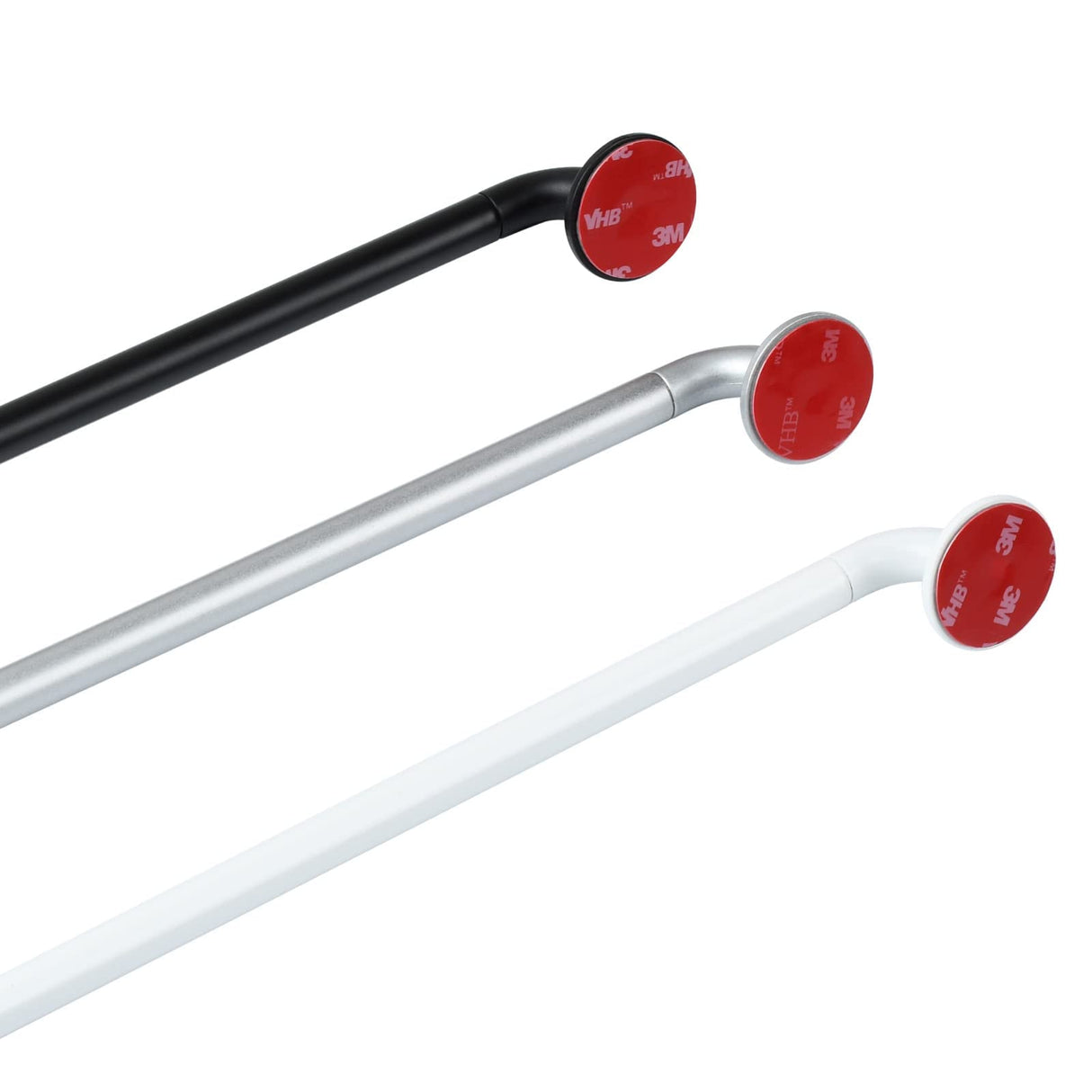 KXLife 2 Pack Adjustable Sticky Self Adhesive 3/8 Inch Sash Curtain Rod for Metal, Wood Doors, 17 to 28 Inch Multi-Use Sidelight Cafe Sash Rod for Door Panels, Windows, Bathroom (White,Set of 2) KXLIFE