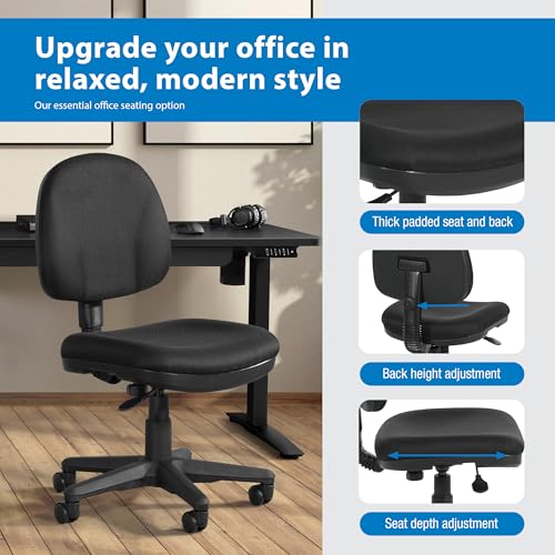 Office Star Pneumatic Sculptured Office Task Chair with Thick Padded Seat and Built-in Lumbar Support, Black Office Star Products
