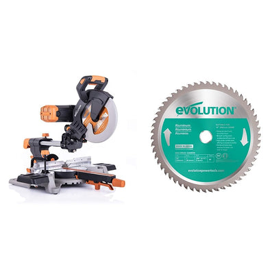 Evolution Power Tools R255SMSDB 10" Multi-Material Double Bevel Sliding Compound Miter Saw & Power Tools 10BLADEAL Aluminum Blade, 10"