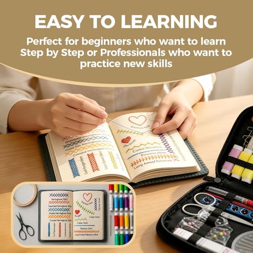 2026 Upgraded Embroidery Stitch Book Kit for Beginner, DIY Book Embroidery Kit with Full Tools and Instructional Tutorial 106 Patterns for Craft Lovers and Sew Enthusiast,DIY Craft Lovers(1pack--)
