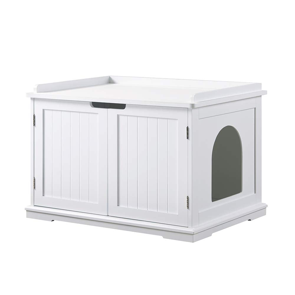unipaws Cat Litter Box Enclosure Furniture, Cat Washroom, Hidden Litter Box Cover, Cabinet for Large Cat, Dog Proof Cat Litter Boxes, Hideaway Litter Box, Cat House, White unipaws