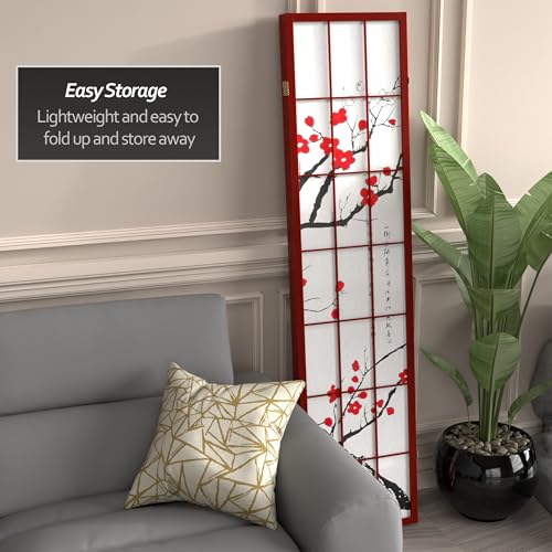 Red Lantern 6 ft. Tall Flower Blossom Divider - Rosewood - 3 Panels Red Lantern