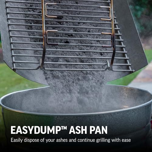 Char-Griller® Pro Deluxe Charcoal Barrel Grill, EasyDump™ Ash Pan, Premium Front and Side Shelves with Utensil Hooks, 850 Square Inches of Cooking Space in Black, Model E2827 Char-Griller