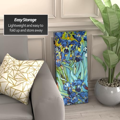 Red Lantern 3 ft. Short Double Sided Works of Van Gogh Canvas Folding Screen Irises/Starry Night Over Rhone 3 Panel Freestanding Partition and Separator for Modern and Contemporary Bedroom Home Office Red Lantern