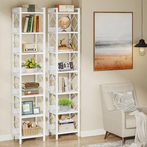 Tribesigns 78.7 Inch Tall Narrow Bookshelf - 7-Tier Freestanding Storage for Small Spaces Tribesigns