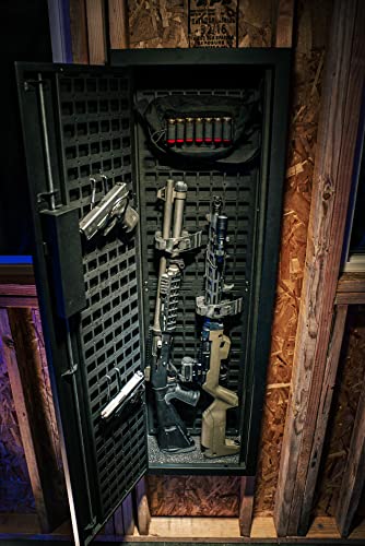 Tactical Closet Vault Flat Black in Wall Gun Safe and Tactical Gear Safe – This Safe Provides Security for Firearms, Simplex Lock – Fits Between Wall Studs– Ideal for Home or Office V-Line