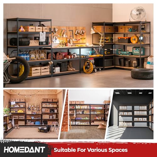 HOMEDANT 5 Tier Laminated Boltless Heavy Duty Garage Storage Adjustable Wide Size Metal Shelving Unit Utility Rack Shelves Organization Multipurpose Shelf Shed Warehouse 47.7"W x 24.1"D x 71.3"H 2Pack HOMEDANT