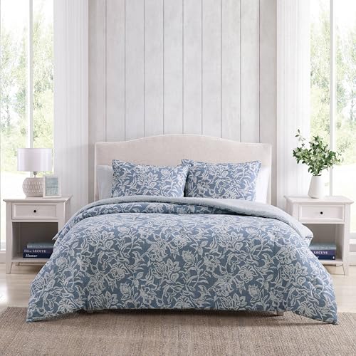 Nautica- King Comforter Set, Cotton Reversible Bedding Set, All Season Designer Home Décor (Tortola Blue, King) Nautica