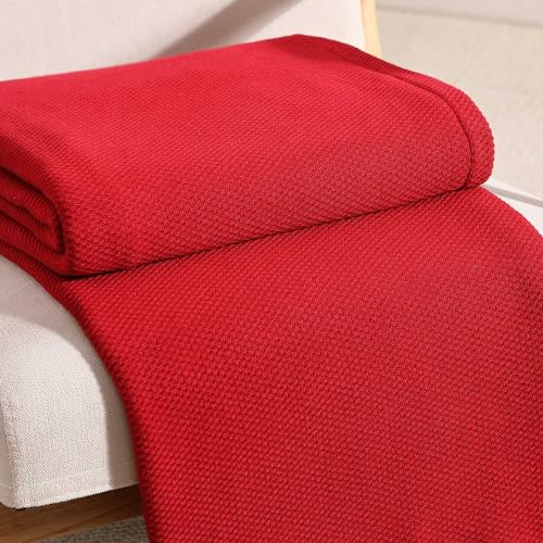 Tommy Hilfiger - King Cotton Blanket, Textured Pique Weave Bedding, Medium Weight Soft Blanket, Anti-Pilling & Fade Resistant, Ideal for Layering, Oeko-TEX Certified (Red) Tommy Hilfiger