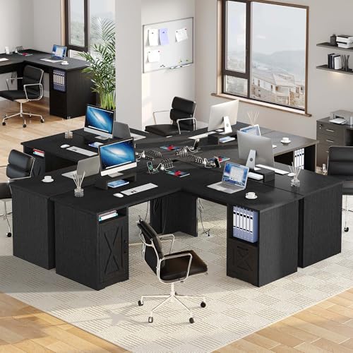 YITAHOME L Shaped Desk with Power Outlets, 60 Inch Computer Desk Corner Desk with File Drawer, Home Office Desk with Monitor Stand & Storage Shelves, L-Shaped Desk with File Cabinet, Black YITAHOME