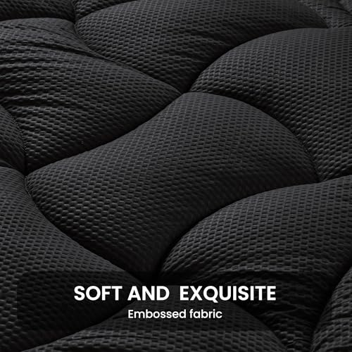 SLEEP ZONE Cooling Twin Mattress Topper for Single Bed, Premium Zoned Cool Mattress Pad Cover, Padded Mattress Protector Breathable Washable, Deep Pocket 8-21" (Black, Twin) SLEEP ZONE