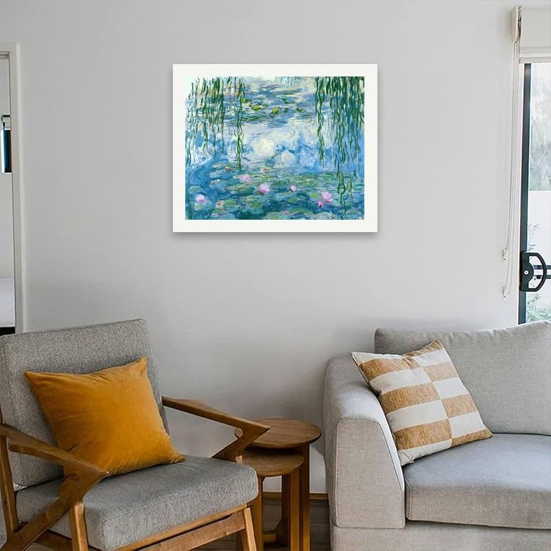 Water Lily Garden Paint by Numbers Kit for Adults - DIY Monet-Inspired Pond Painting on Canvas 16x20 Inches, Acrylic Paint Set, Suitable for Beginners, Impressionist Wall Art for Home Decoration TAOPAOLAB