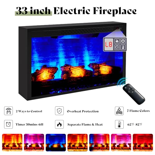 AMERLIFE 97" Farmhouse Fireplace TV Stand, Entertainment Center with Large Storage Space and Adjustable Shelf, Media Console for Living Room, Rustic Brown AMERLIFE