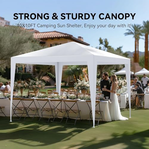 10x10 FT Party Tent, Outdoor Wedding Tents for Parties, Canopy Event Tent with 4 Removable Sidewalls, Waterproof Gazebo Shelter for Birthday Parties, Weddings, BBQs & Events (10X10FT-4Sides White) YYANDC