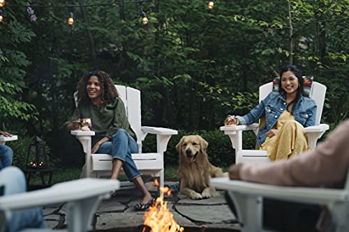 Keter Alpine Adirondack 2 Pack Resin Outdoor Furniture Patio Chairs with Cup Holder-Perfect for Beach, Pool, and Fire Pit Seating, White Keter