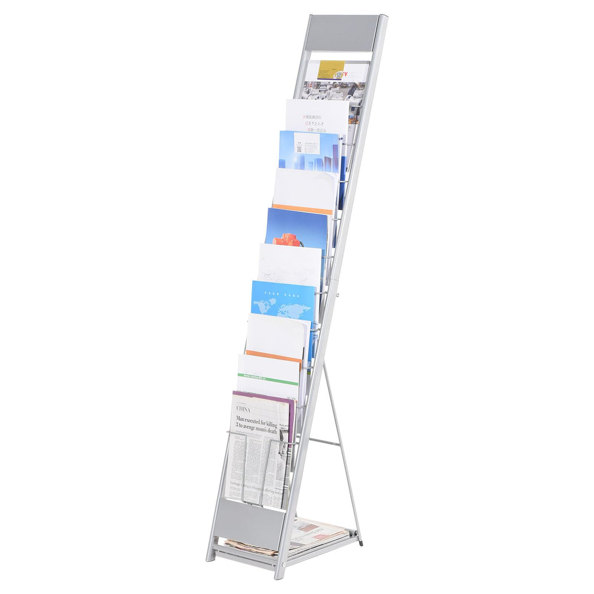 PATIKIL Detachable Magazine Display Racks Floor Standing 10 Layers Brochure Stand Catalog Literature Holder for Hotel, Exhibition, Office PATIKIL