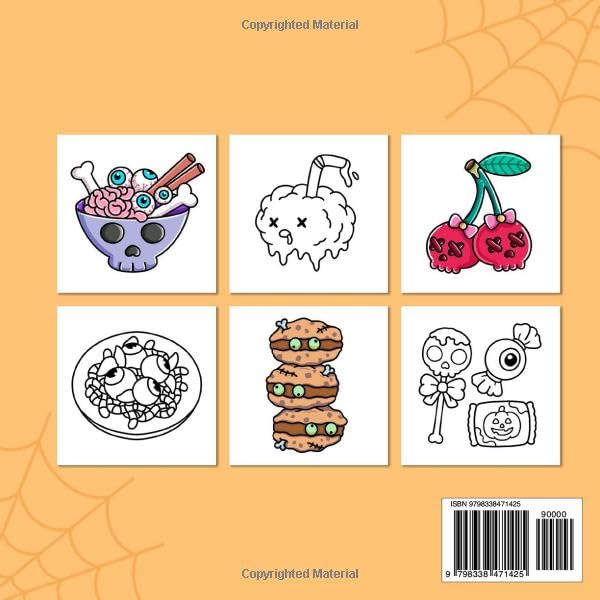 Spooky Food & Drinks: Coloring Book for Adults and Teens Featuring Food, Snacks, Beverages, Sweets and Treats in Cute Spooky Designs, Bold and Easy ... Relaxation (Spooky - Cute - Easy Coloring) WoodArtSupply
