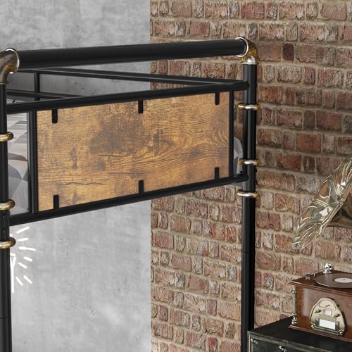 KEIKI Twin Over Twin Size Metal Detachable Quad Bunk Bed Frame with Ladders, MDF Headboard and Guardrail, for 4, L-Shaped Bunk Bed with Slats, No Box Spring Required, Easy Assembly, for Bedroom, Black KEIKI