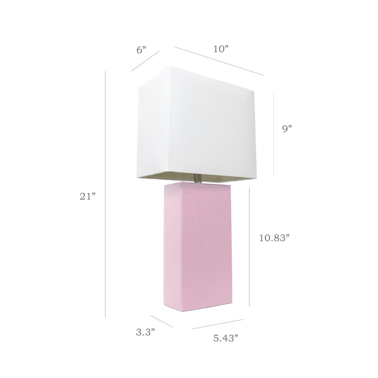 Elegant Designs LC2000-BPK-2PK 2 Pack Modern Leather Table Lamps with White Fabric Shades, Blush Pink Elegant Designs