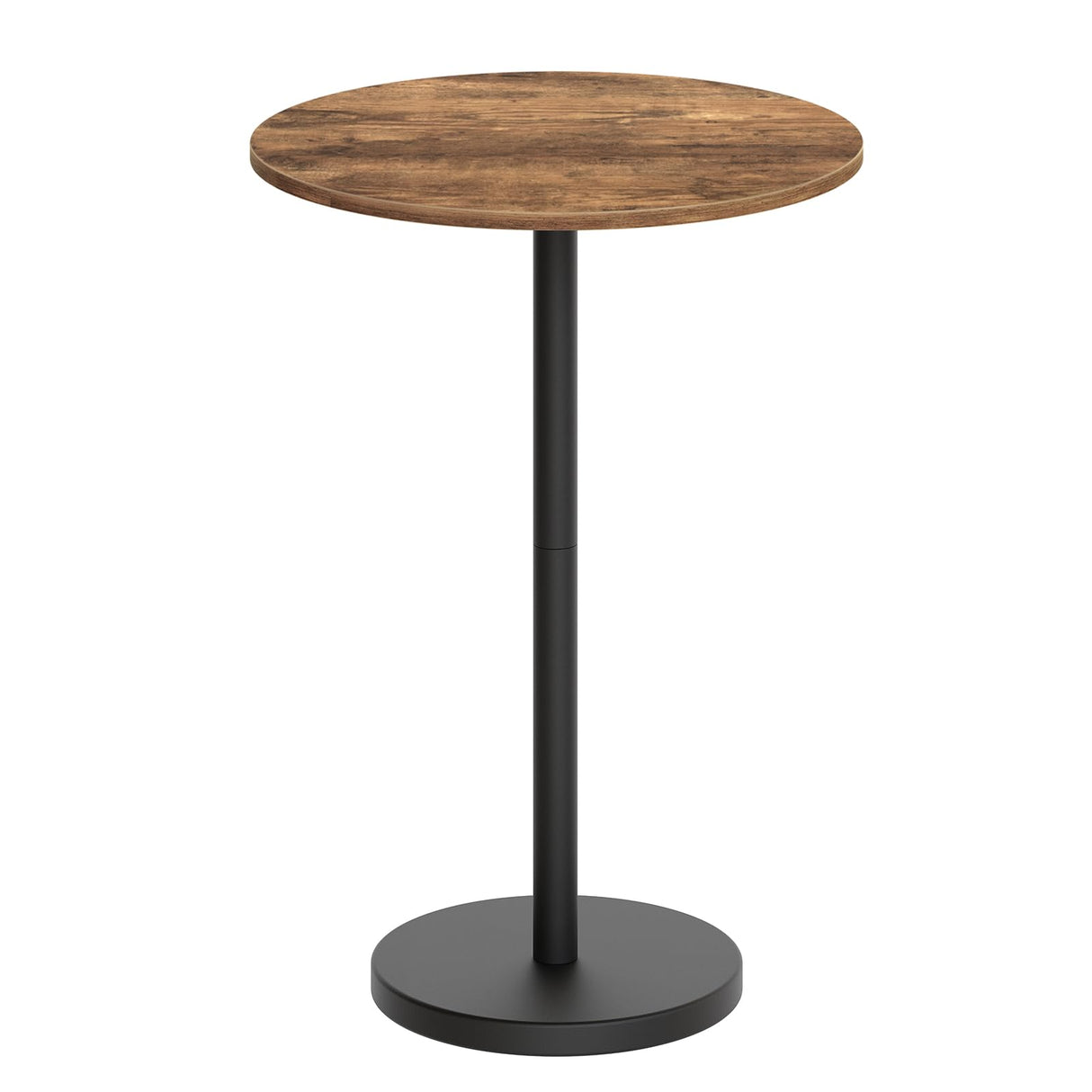YATINEY Bar Table, Round Bar Table, Counter Height Table, Pub Cocktail Table, Metal Frame, for Bistro, Dining Room, Living Room, Terrace, Rustic Brown and Black BT05BR YATINEY